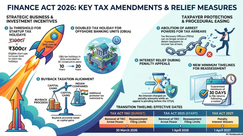 Detailed infographic of India Income Tax Slabs for FY 2026-27 under the Income Tax Act 2025 new regime.