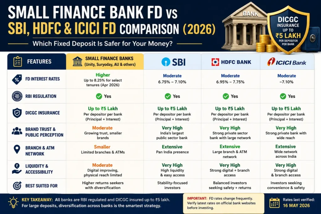 DICGC insurance protection and FD diversification strategy infographic India 2026